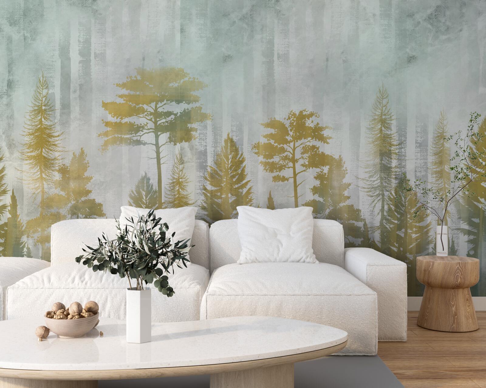 Фотошпалери осінь у лісі, оповитому туманом