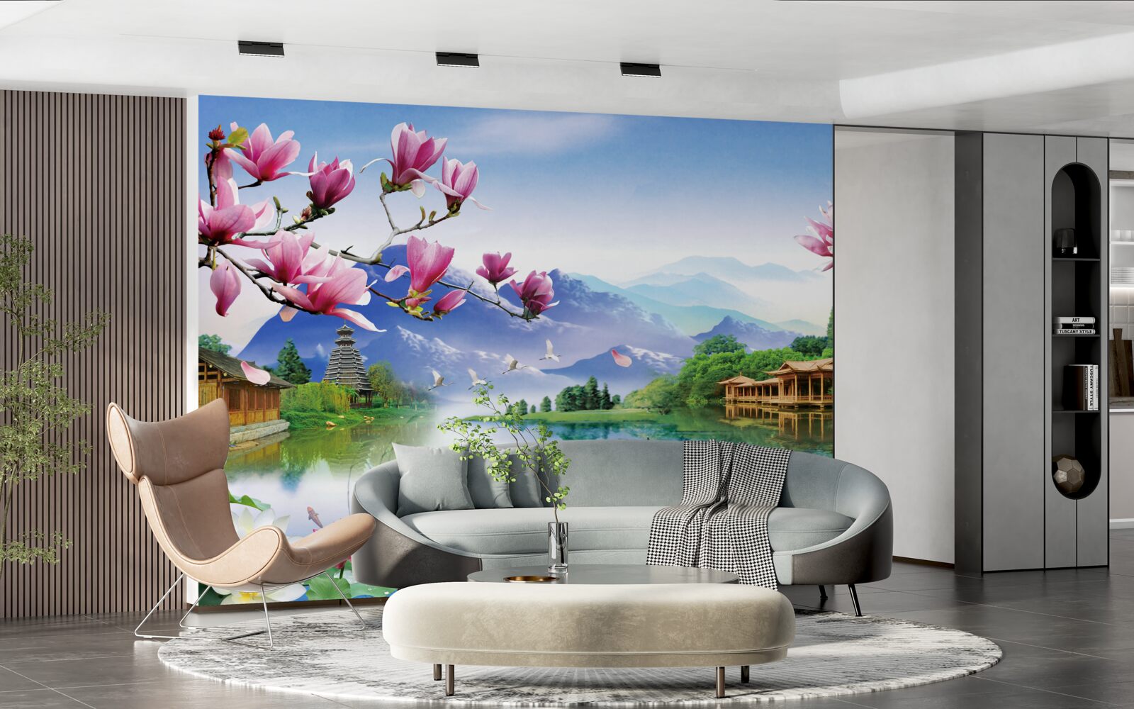 Фотошпалери чудовий панорамний вид на гірський ландшафт і течію річки