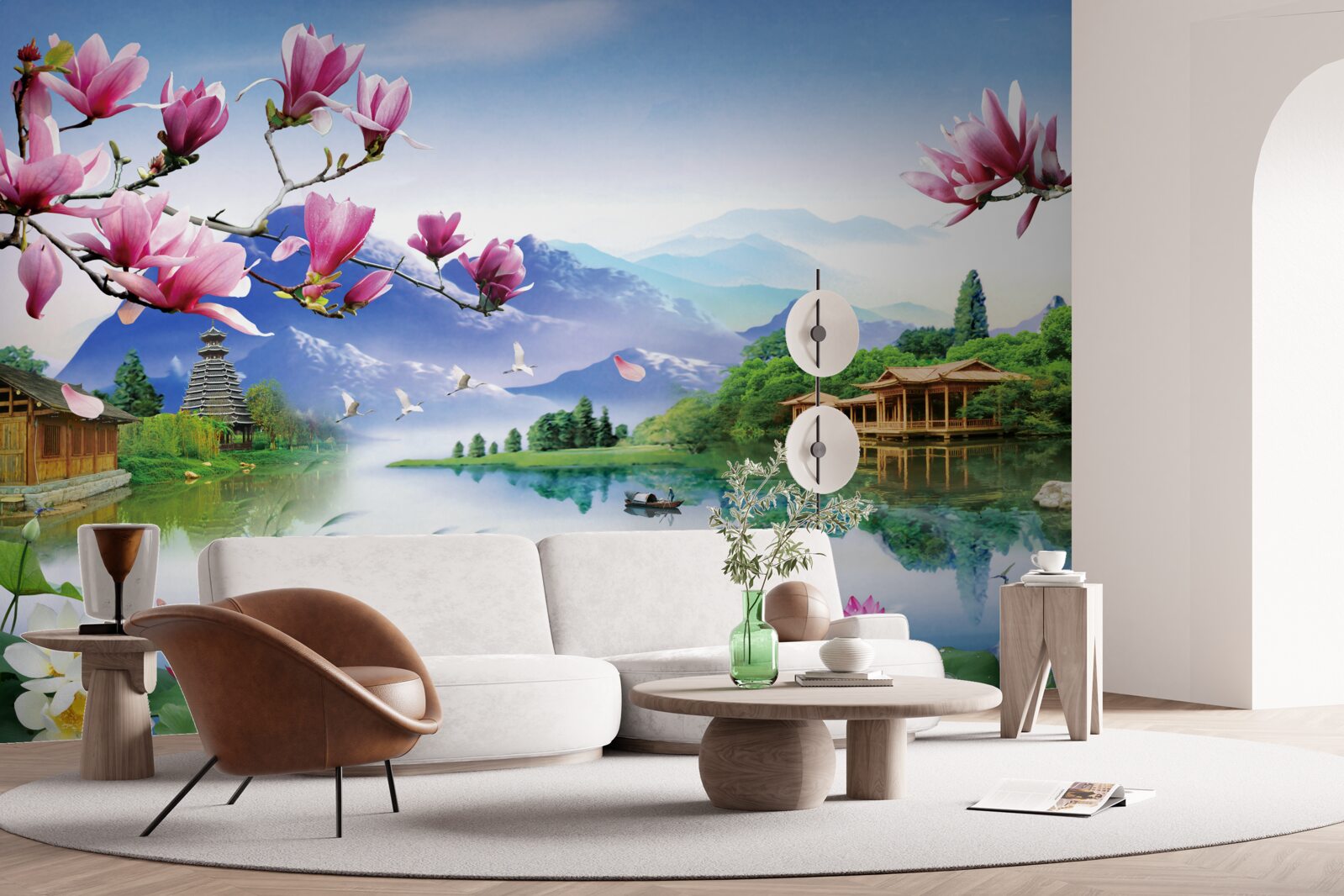 Фотошпалери чудовий панорамний вид на гірський ландшафт і течію річки