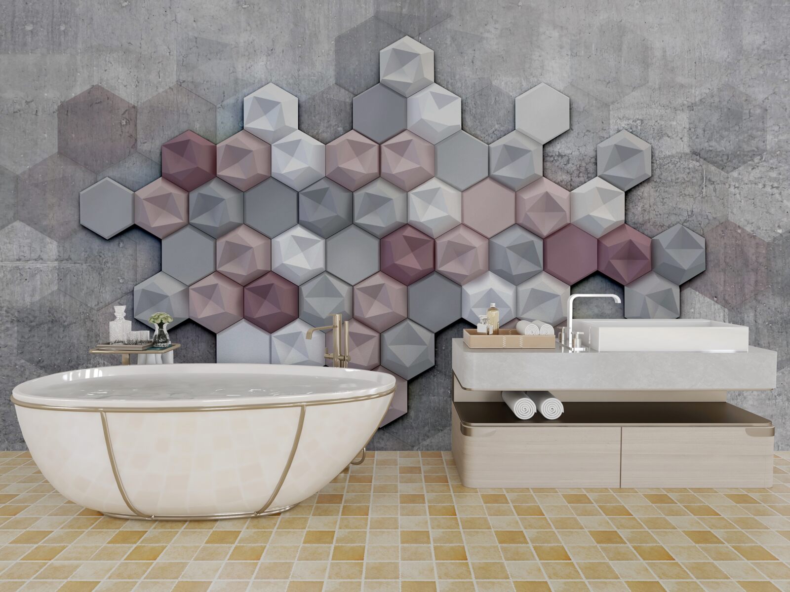 Фотошпалери комірчаста структура, утворена п'ятикутниками