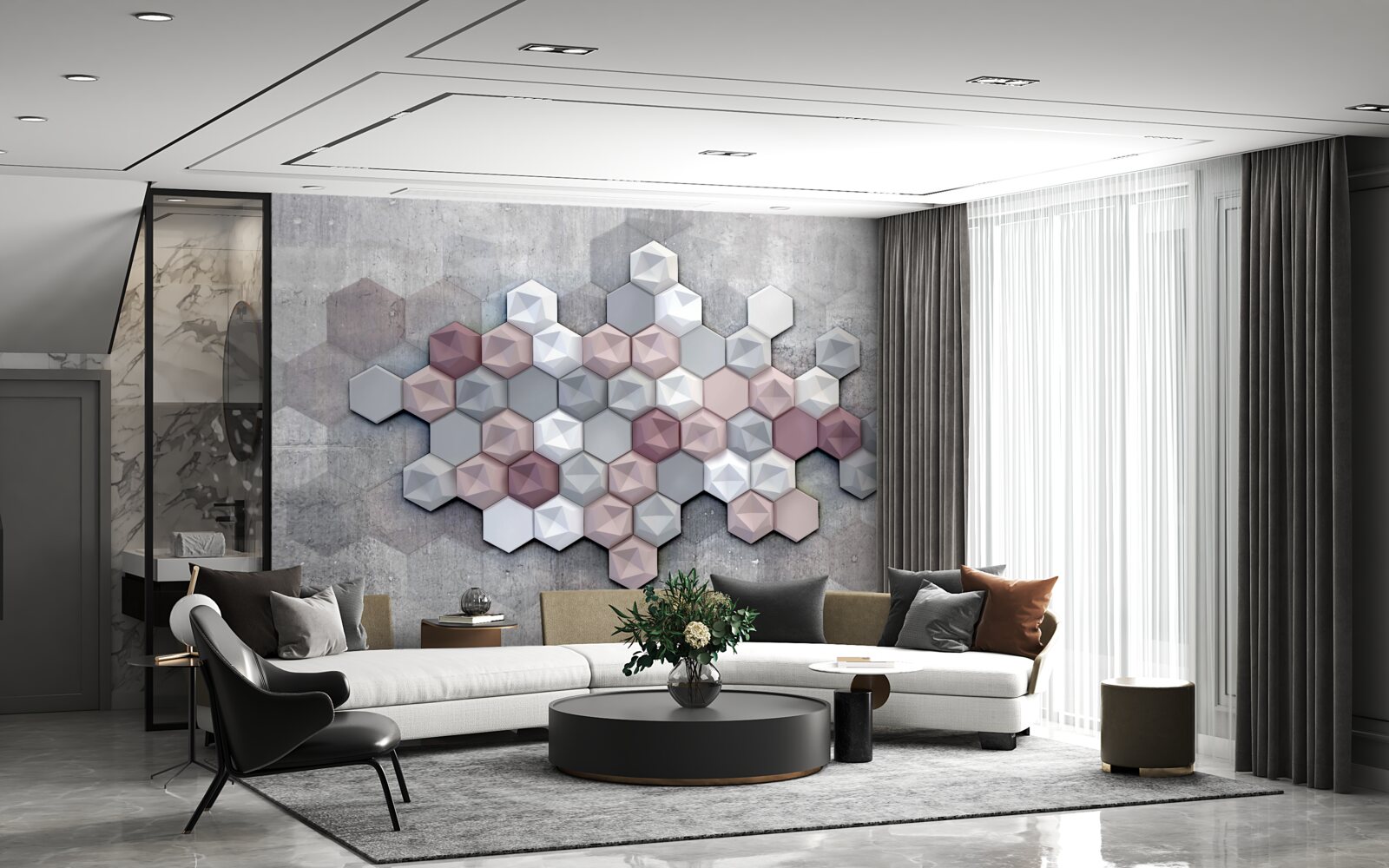 Фотошпалери комірчаста структура, утворена п'ятикутниками