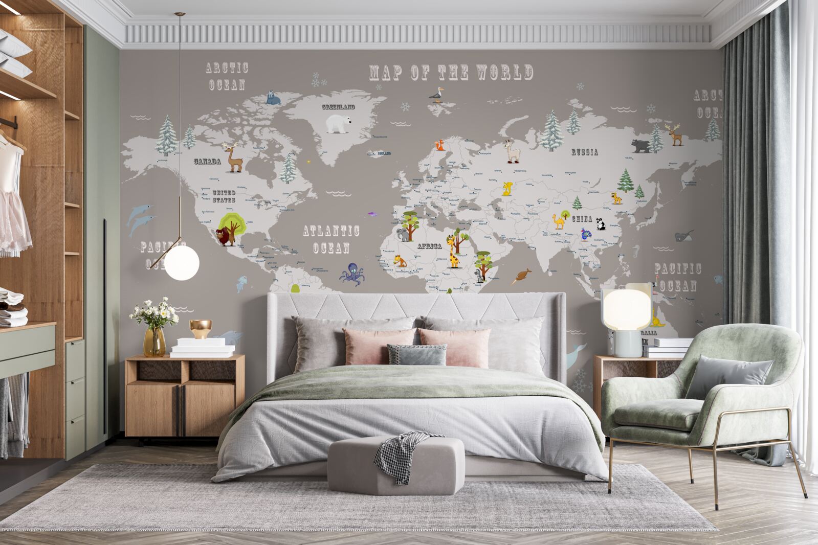 Фотошпалери тварини в географічному атласі планети