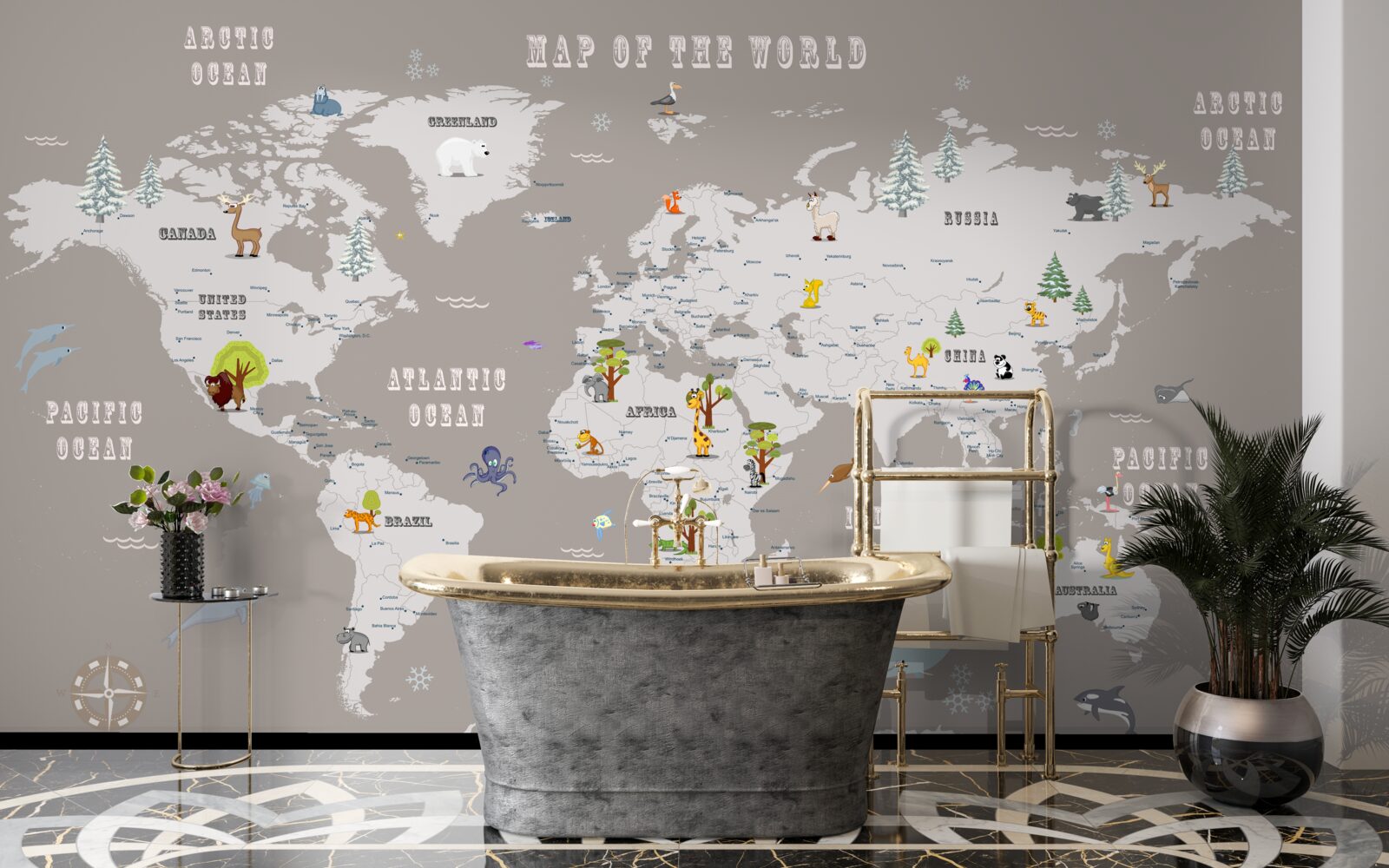 Фотошпалери тварини в географічному атласі планети