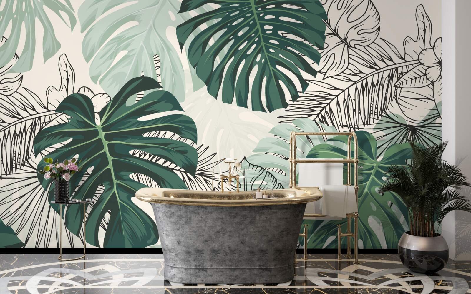 Фотошпалери фактурне листя монстери величне