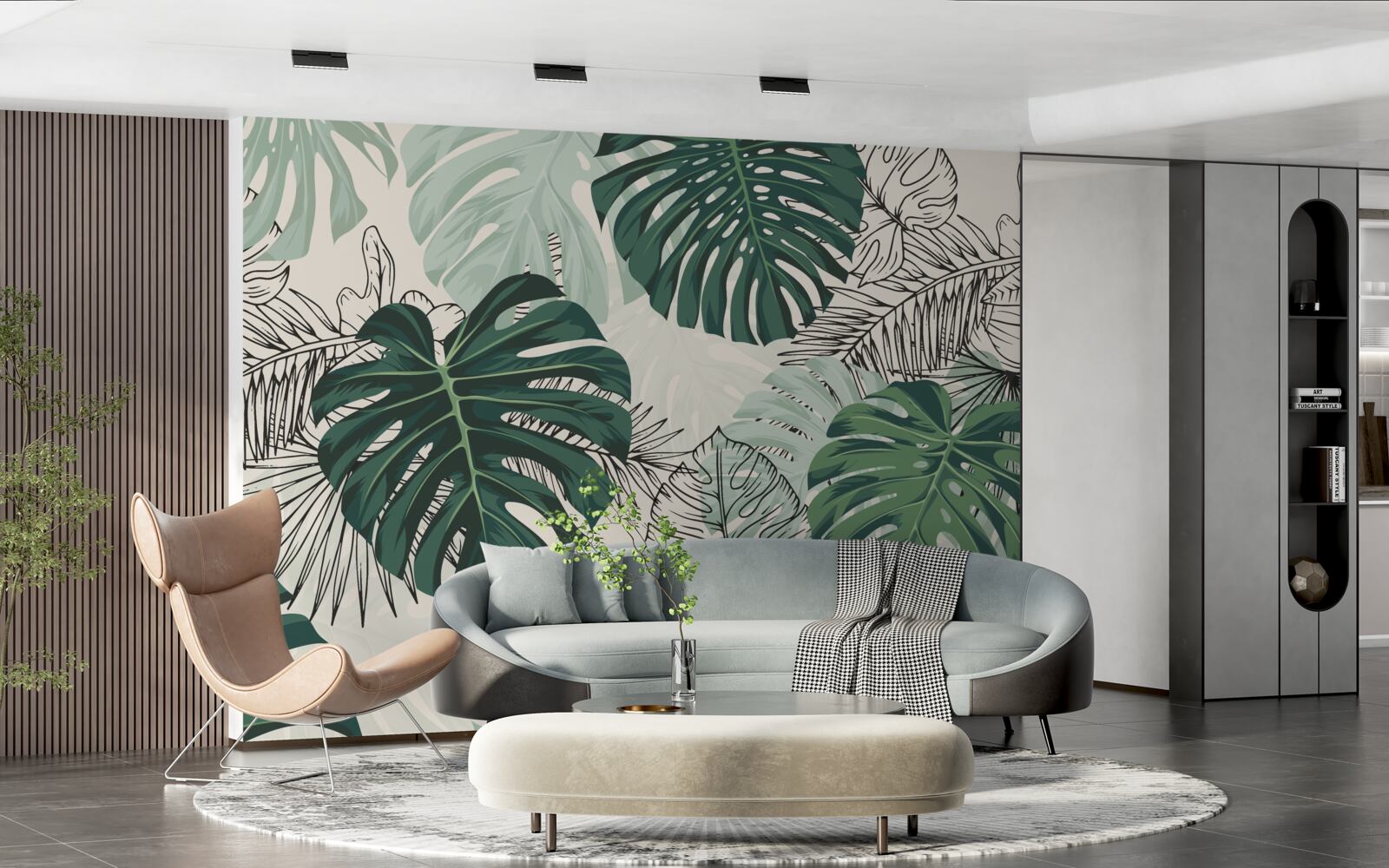 Фотошпалери фактурне листя монстери величне