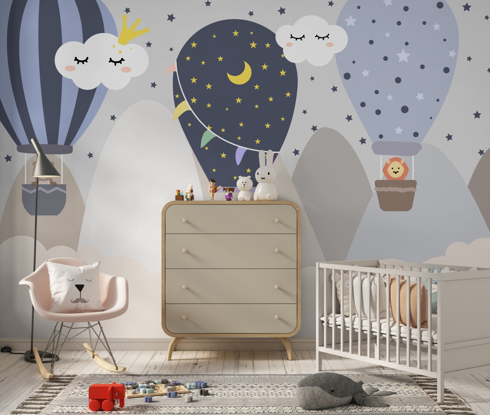 Фотошпалери тварини, що літають на повітряних кулях