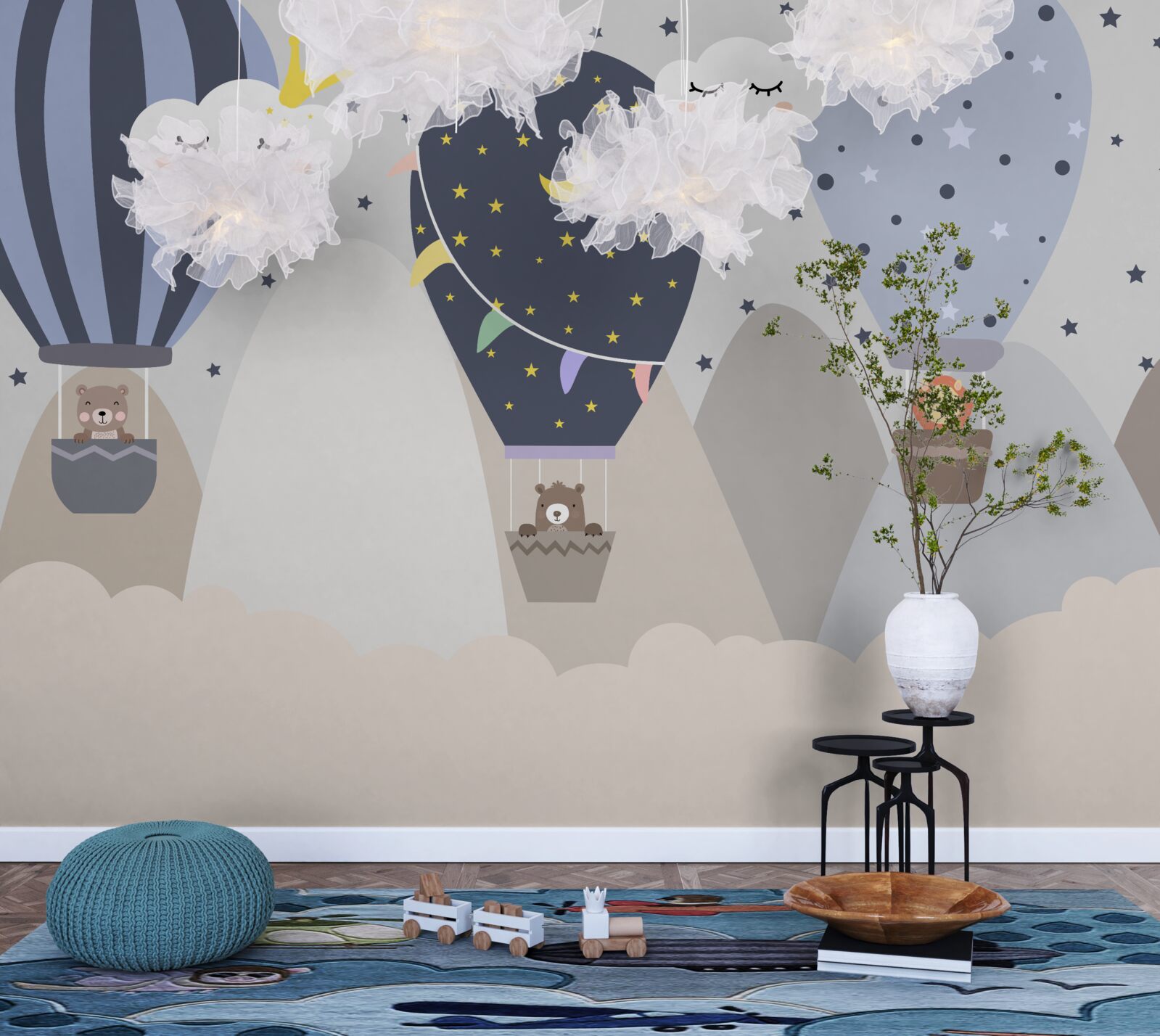 Фотошпалери тварини, що літають на повітряних кулях