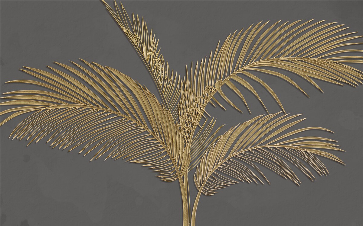 Фотошпалери коричневе пір'яне листя на сірому тлі