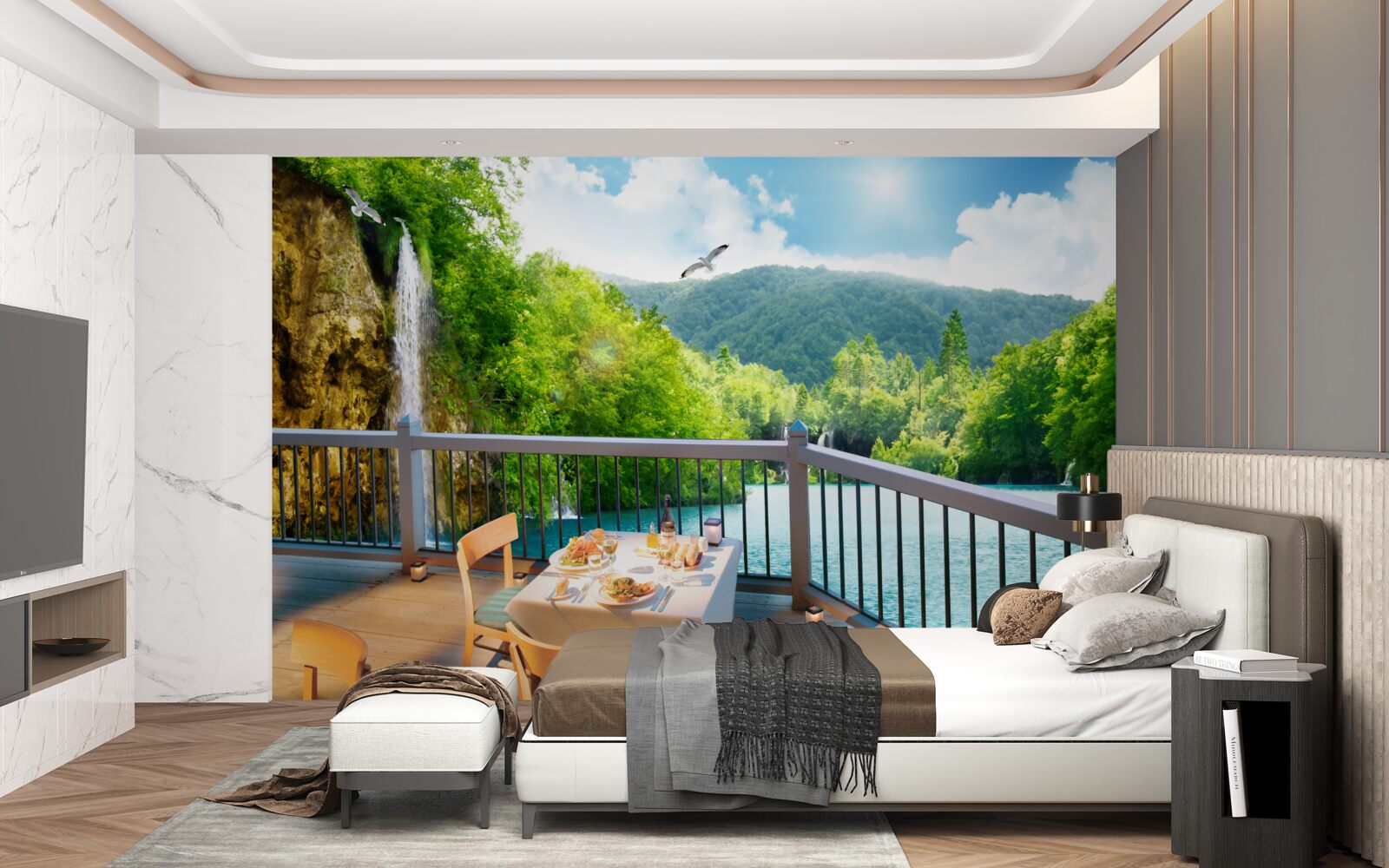 Фотошпалери Сніданок з приголомшливим краєвидом