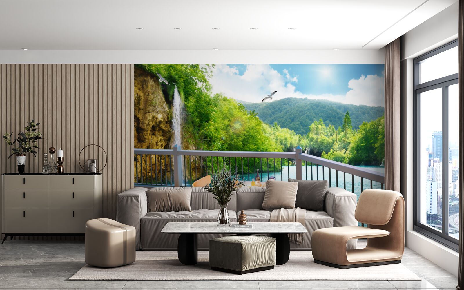 Фотошпалери Сніданок з приголомшливим краєвидом