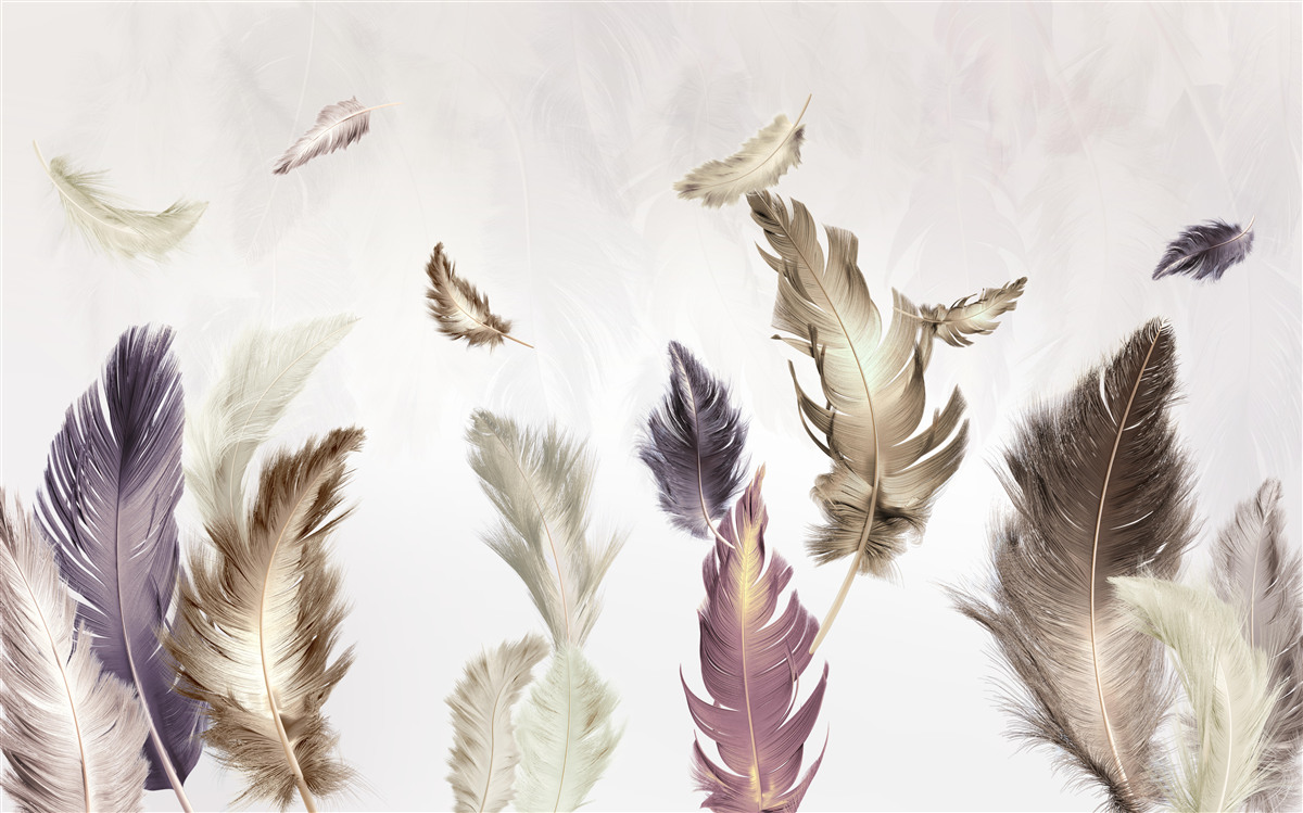 Фотошпалери кремові тони пір'я