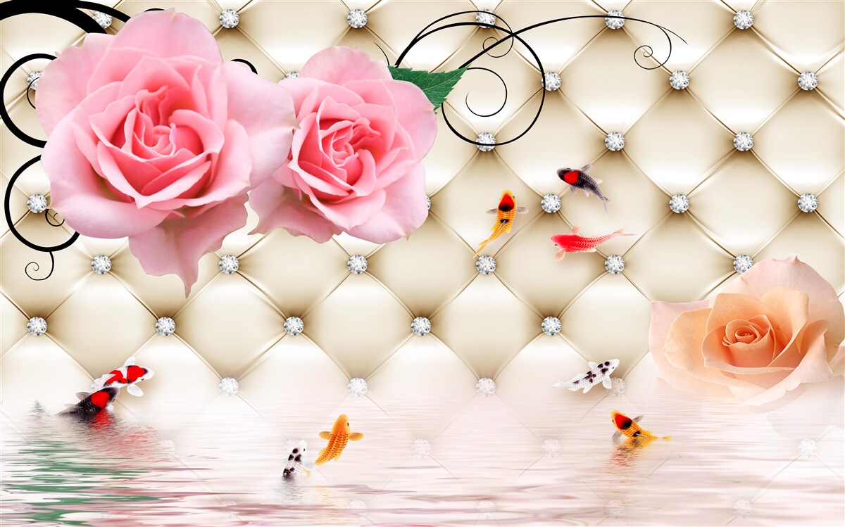 Фотошпалери метелики та троянди над життєво важливими елементами