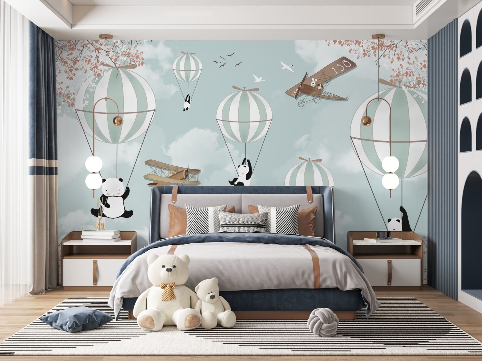 Фотошпалери повітряні кульки з пандами