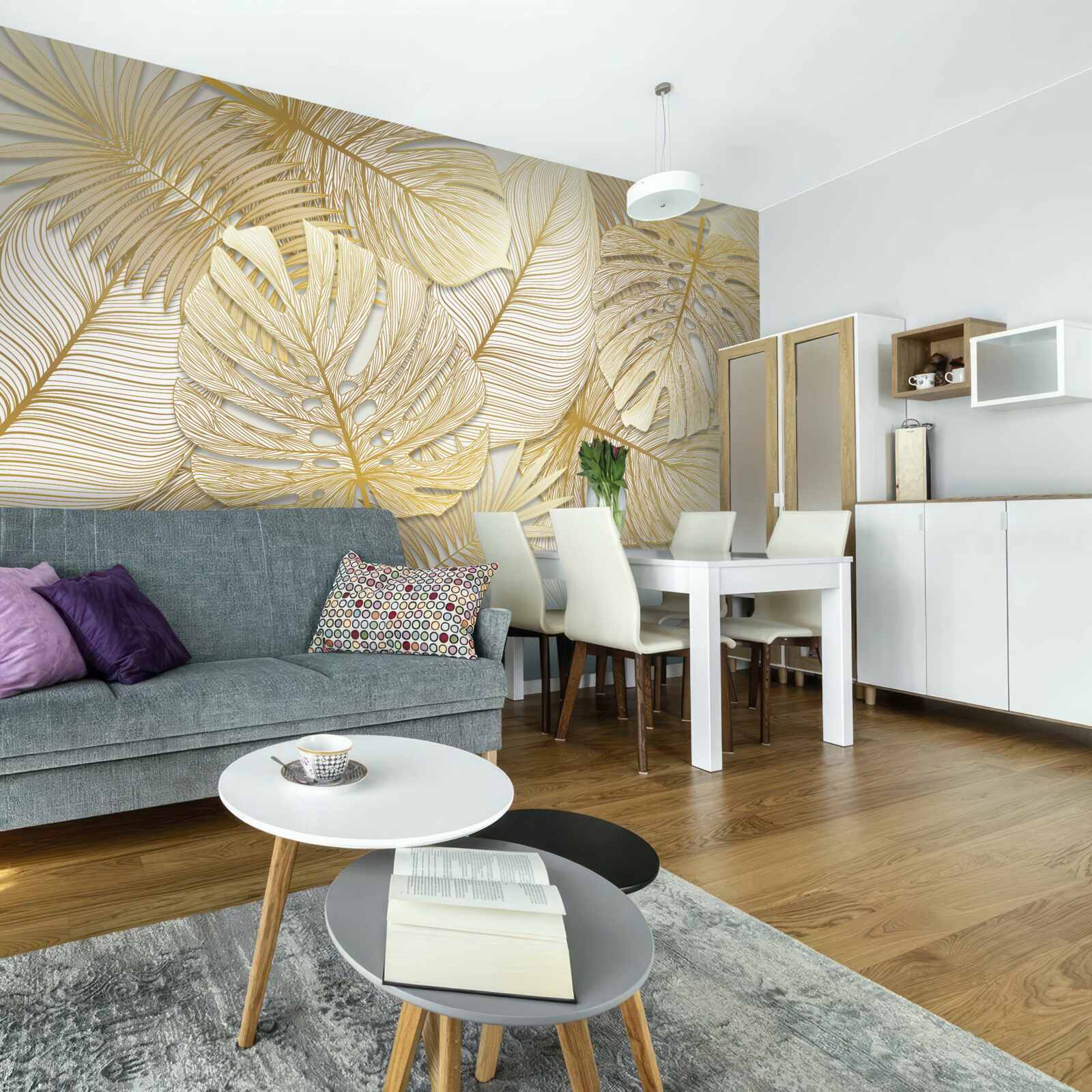 Фотошпалери листя тропічної монстери має золотисто-коричневе забарвлення