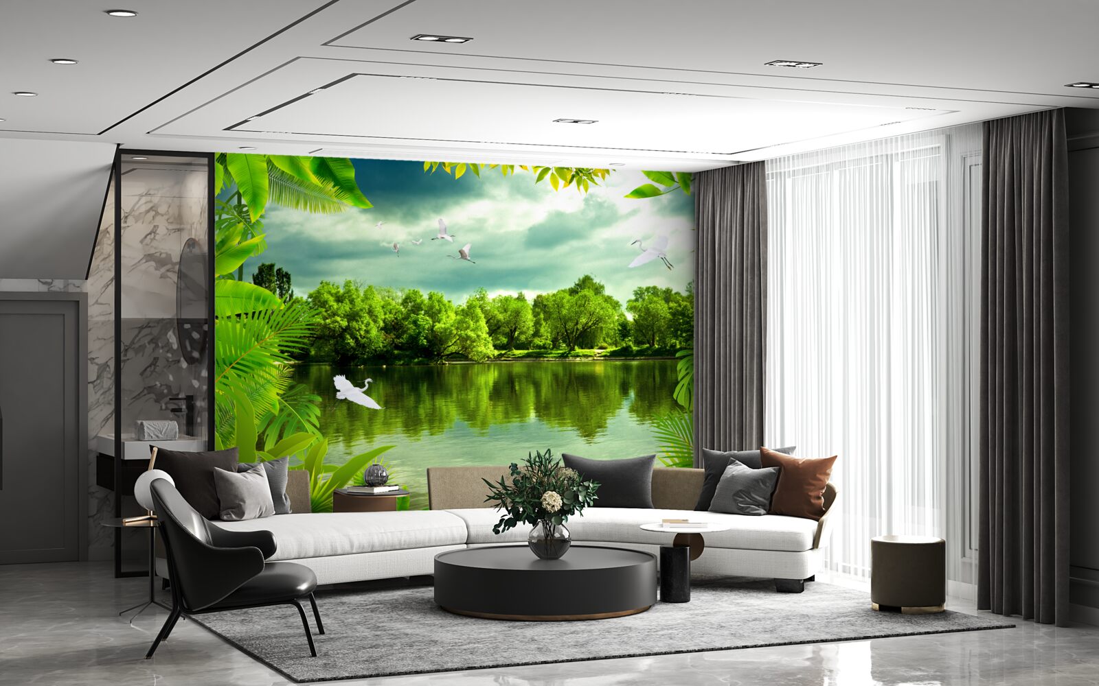 Фотошпалери мальовниче озеро в лісі