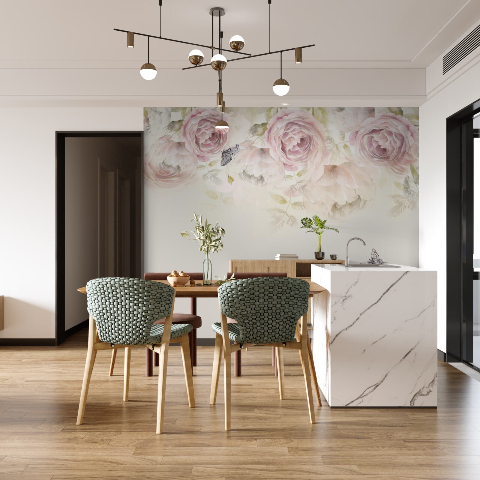 Фотошпалери вінок з рясних троянд