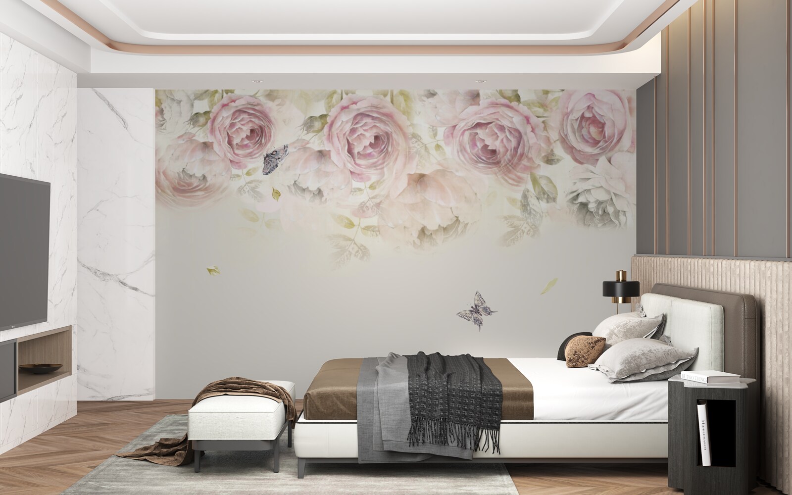 Фотошпалери вінок з рясних троянд