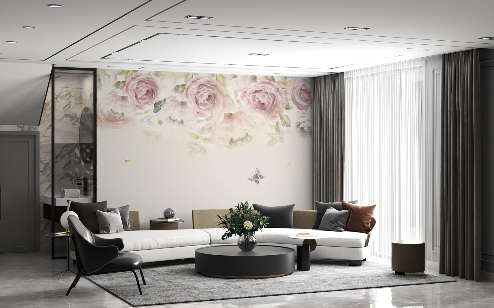 Фотошпалери вінок з рясних троянд