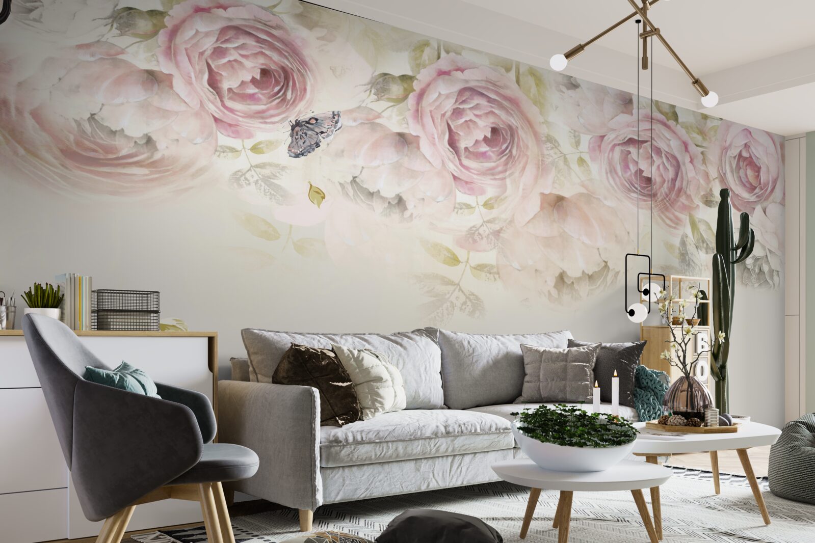 Фотошпалери вінок з рясних троянд