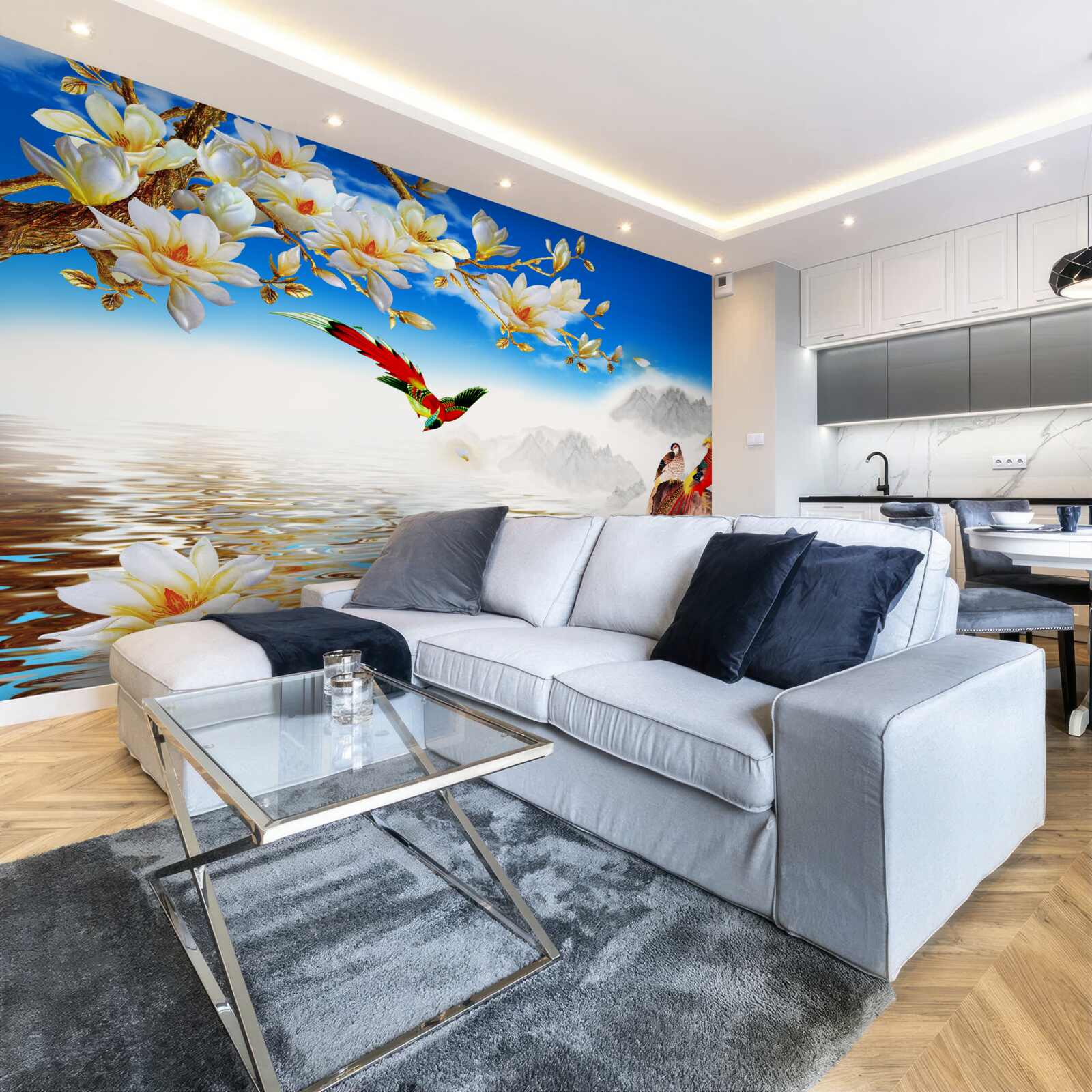 Фотошпалери чудові птахи біля ставка