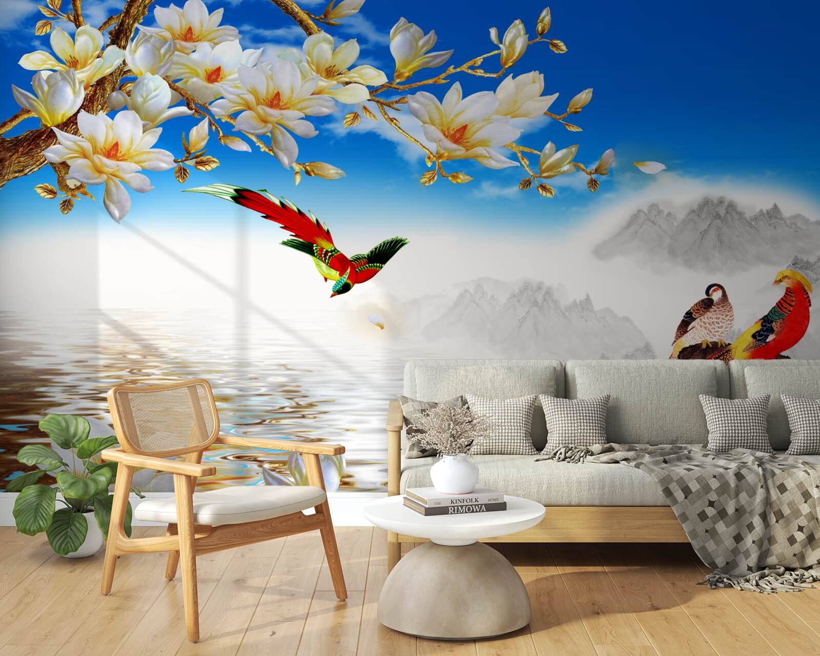 Фотошпалери чудові птахи біля ставка