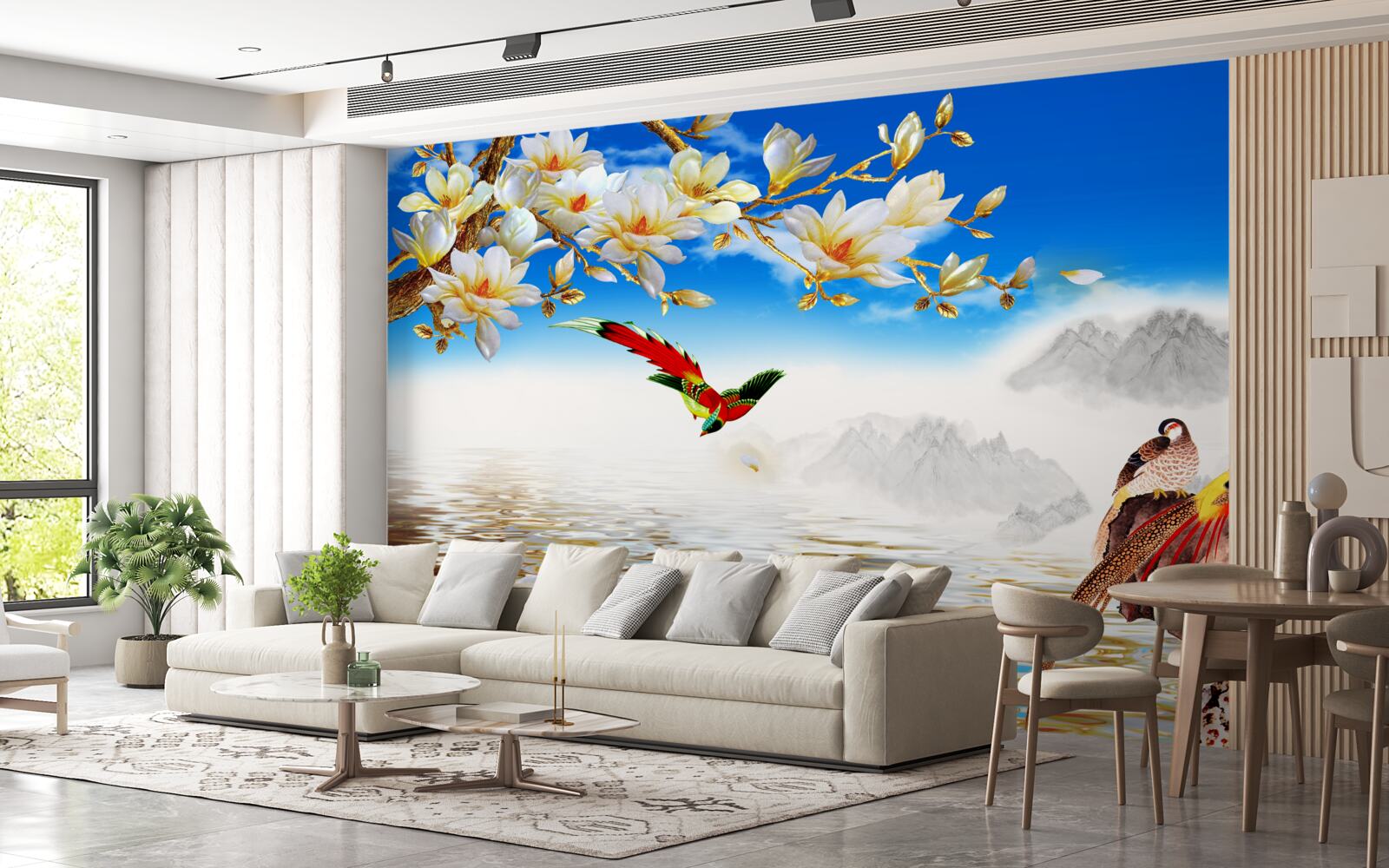 Фотошпалери чудові птахи біля ставка