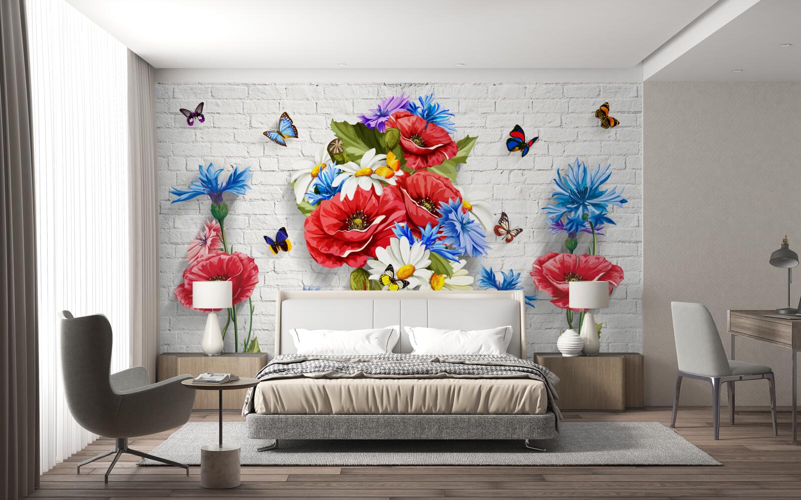 Фотошпалери метелики та квіти, наповнені пишністю весни
