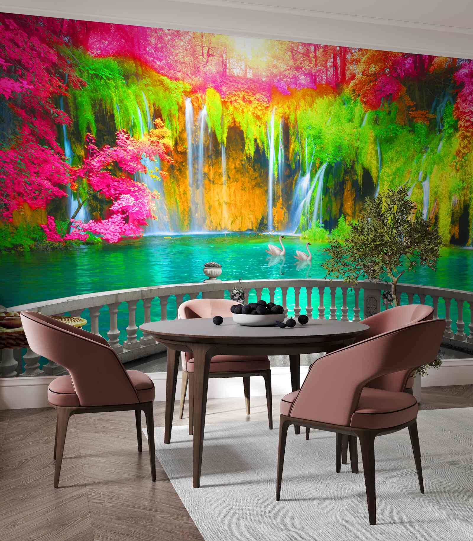 Фотошпалери внутрішній дворик з панорамним видом на мальовничу місцевість