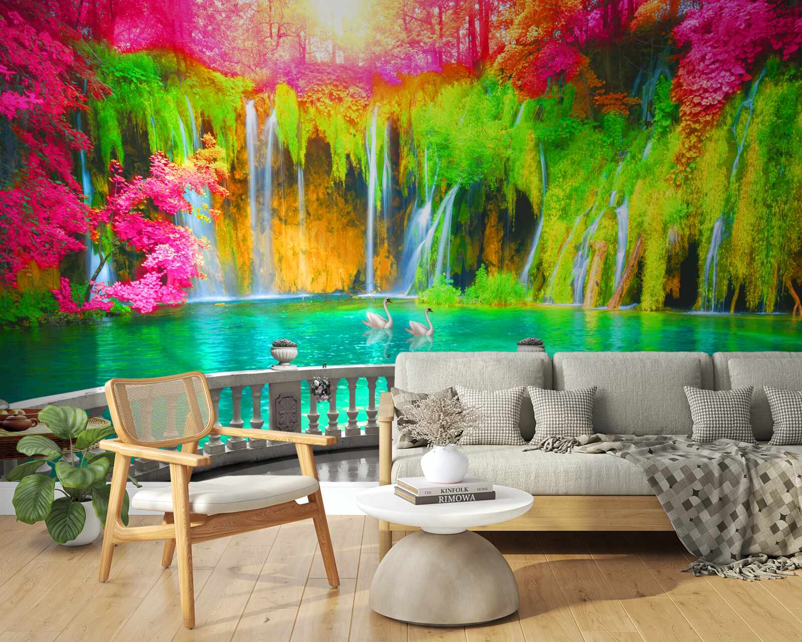 Фотошпалери внутрішній дворик з панорамним видом на мальовничу місцевість