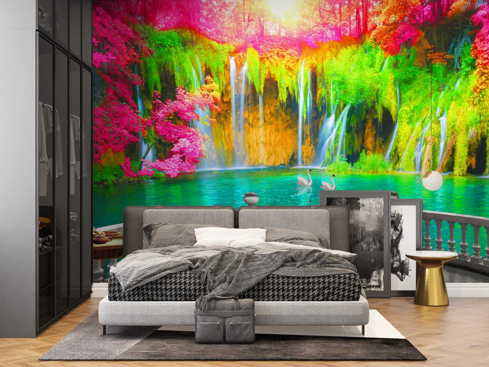 Фотошпалери внутрішній дворик з панорамним видом на мальовничу місцевість