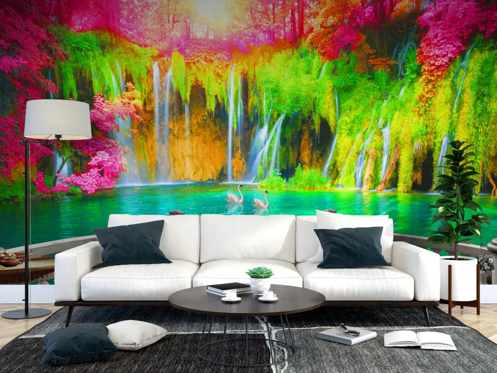 Фотошпалери внутрішній дворик з панорамним видом на мальовничу місцевість