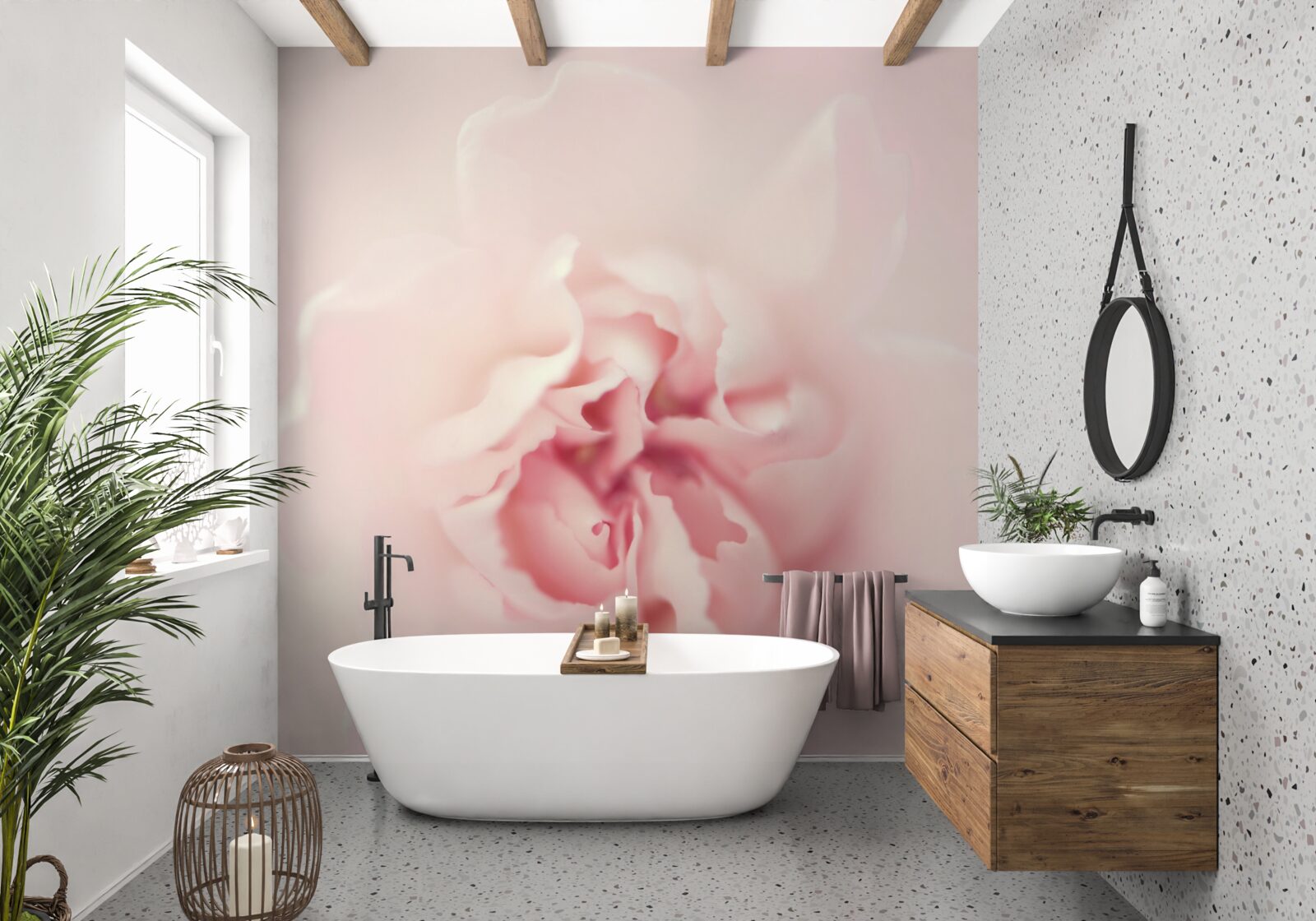 Фотошпалери детальне зображення серця рожевої квітки