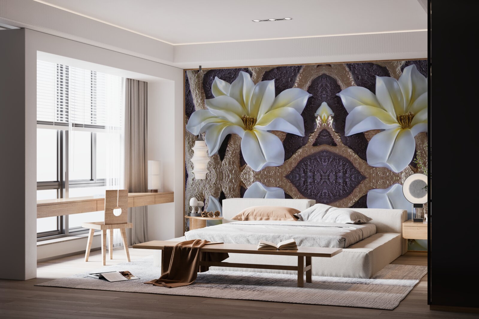 Фотошпалери великі білі квіти