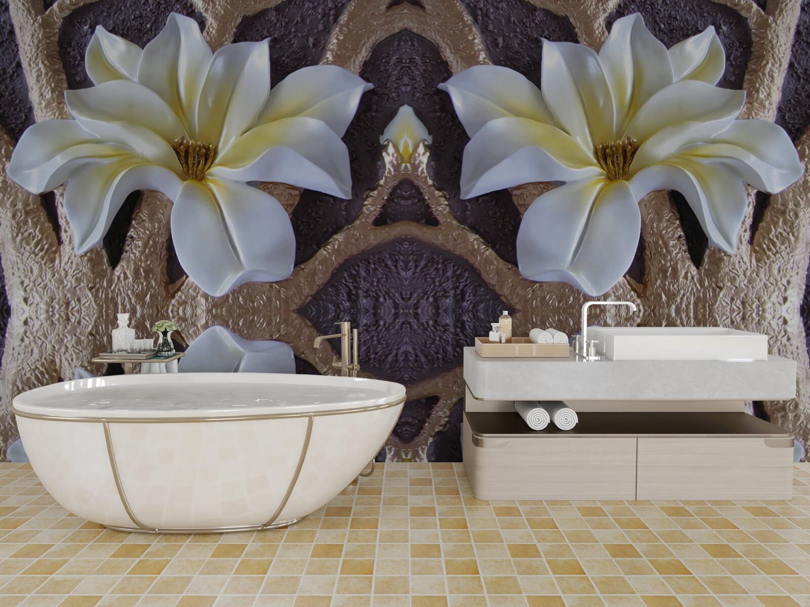 Фотошпалери великі білі квіти