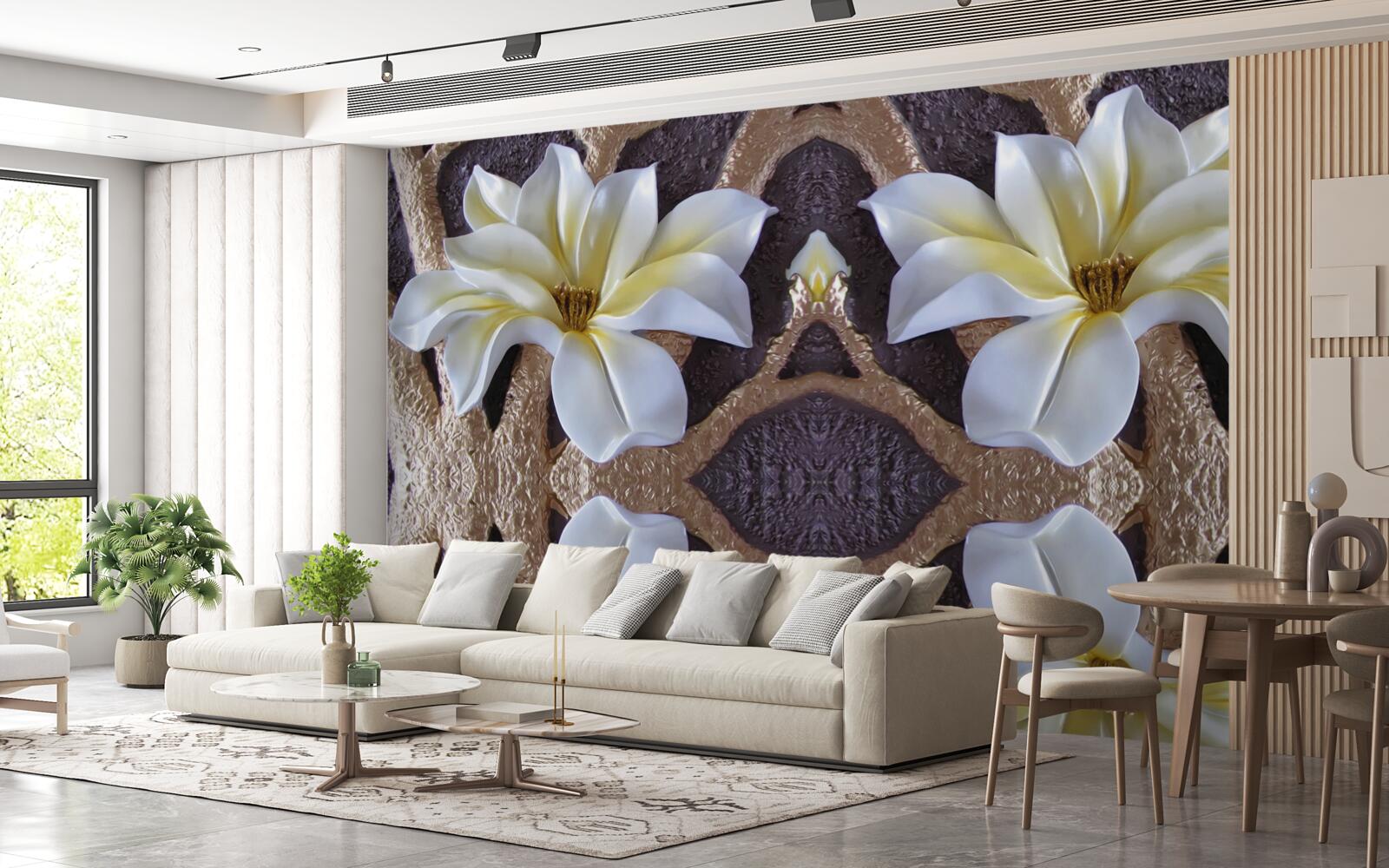 Фотошпалери великі білі квіти