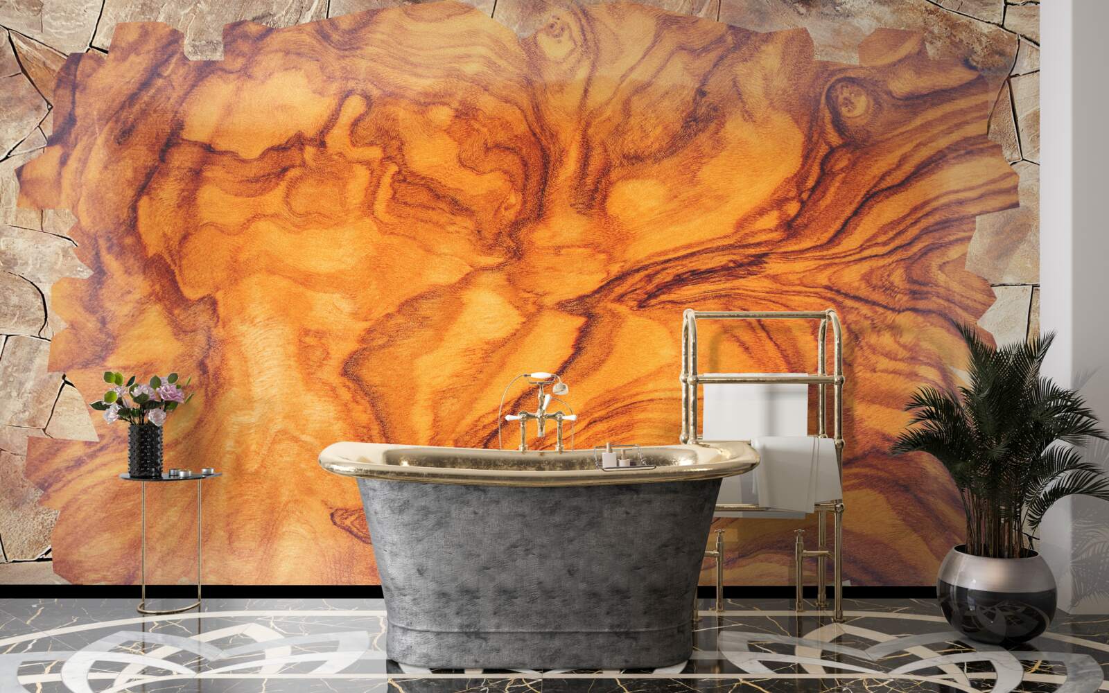 Фотошпалери червонувато-коричнева деревина