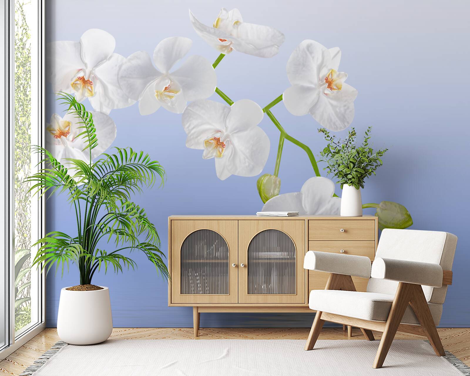 Фотошпалери Білосніжна орхідея над поверхнею води