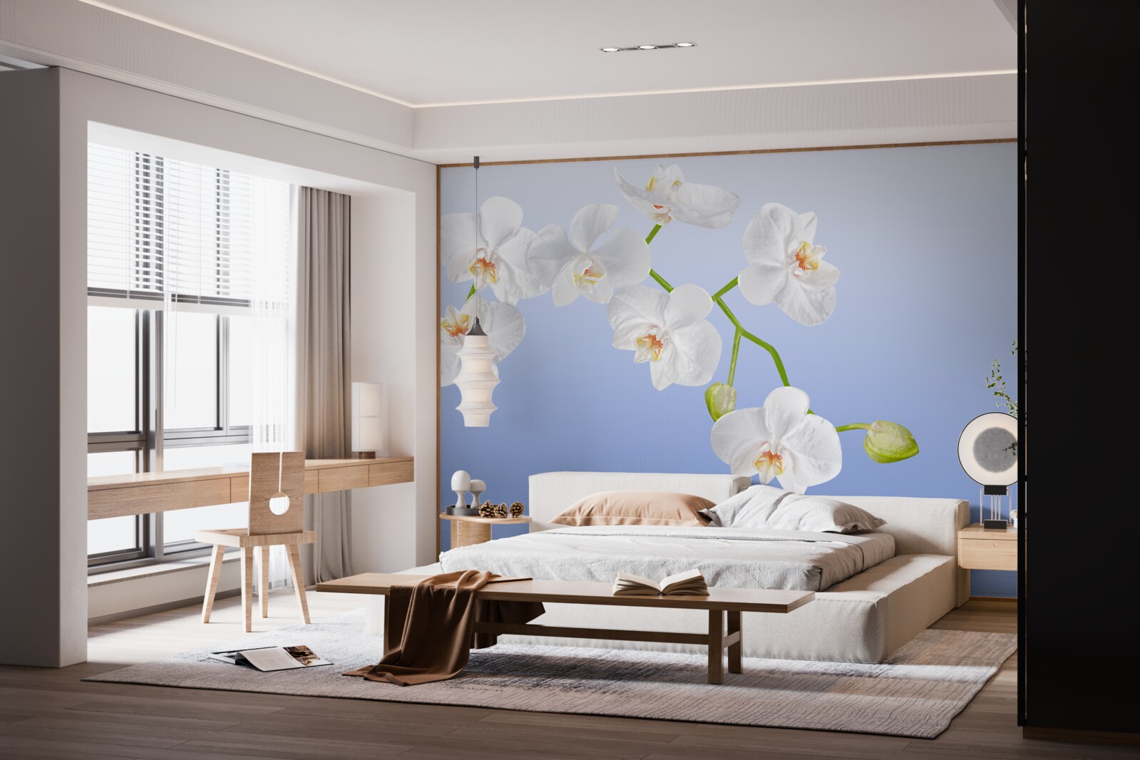 Фотошпалери Білосніжна орхідея над поверхнею води