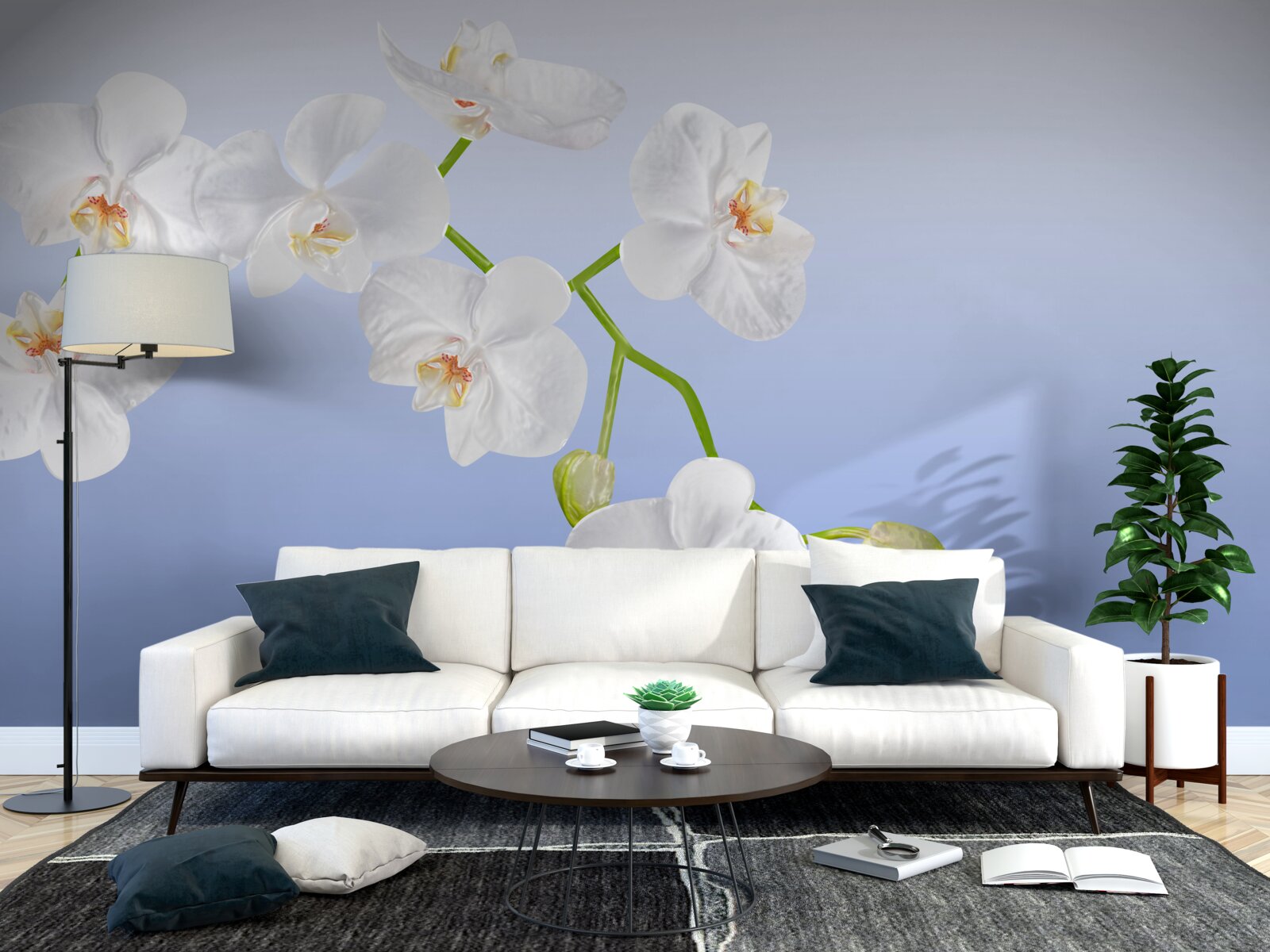 Фотошпалери Білосніжна орхідея над поверхнею води