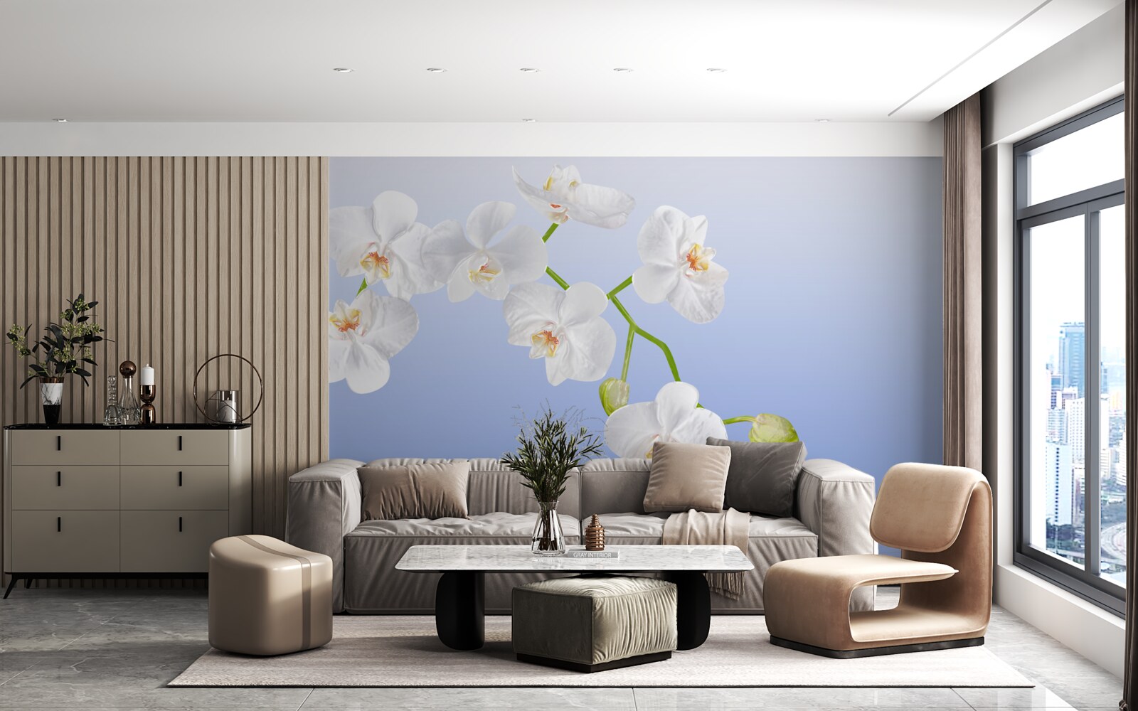 Фотошпалери Білосніжна орхідея над поверхнею води