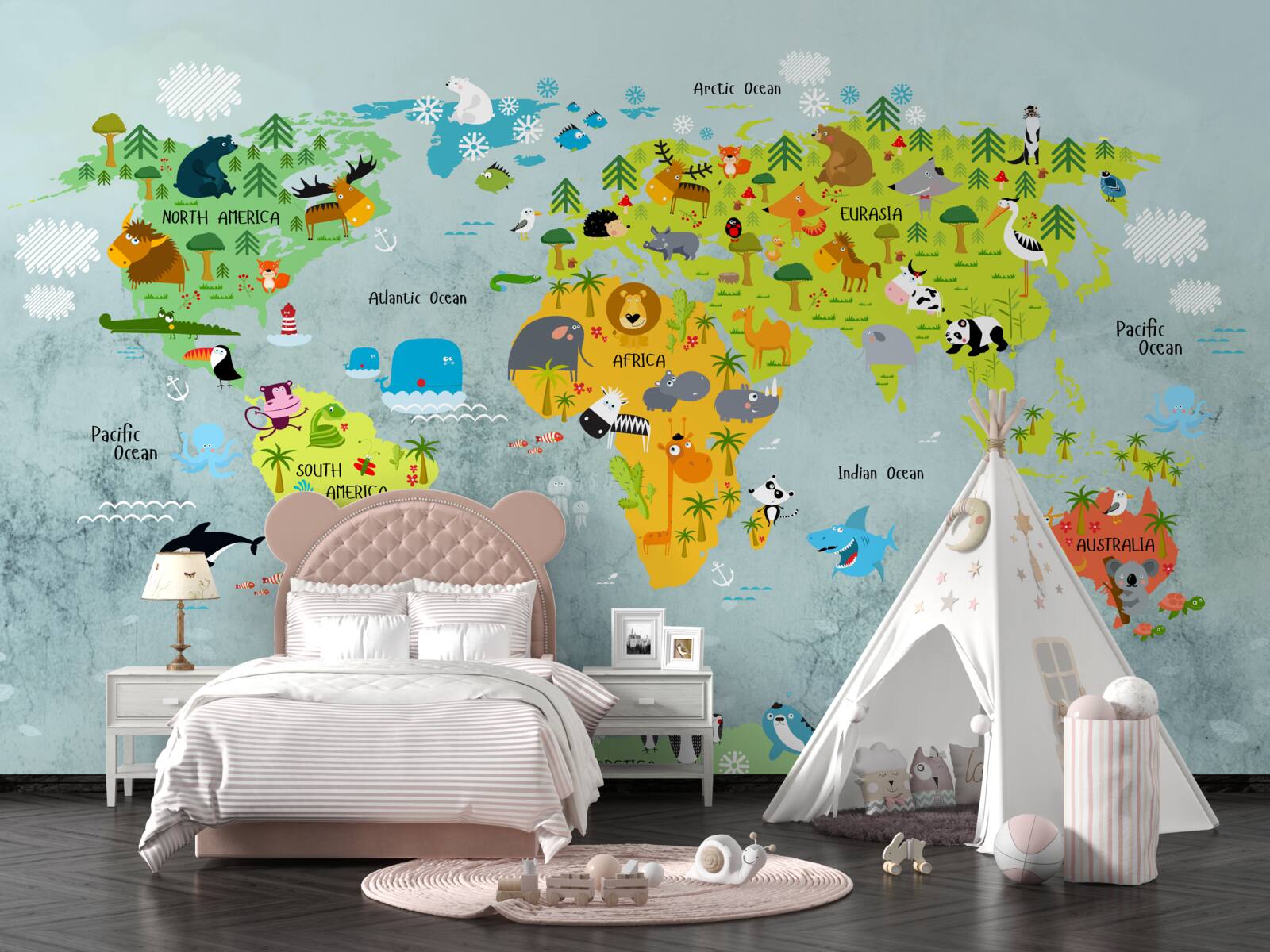 Фотошпалери зрозуміла карта світу для дітей