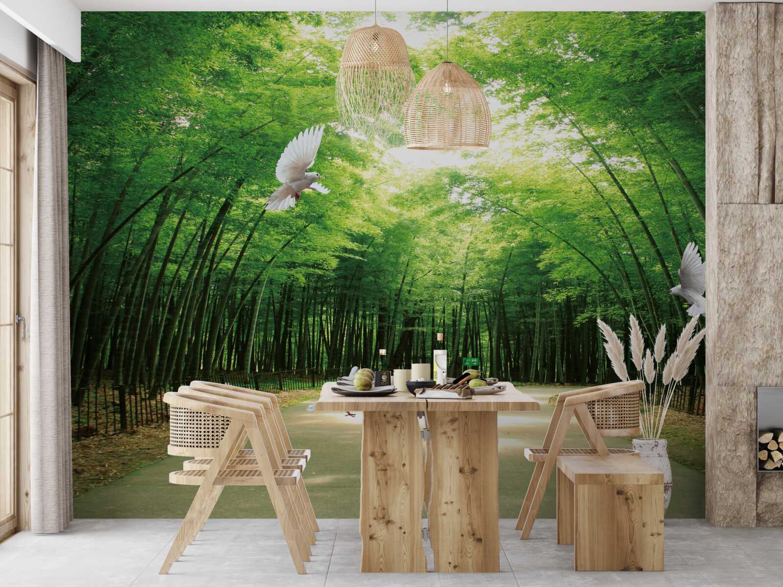 Фотошпалери зайти в ботанічний сад, озеленений і населений голубами