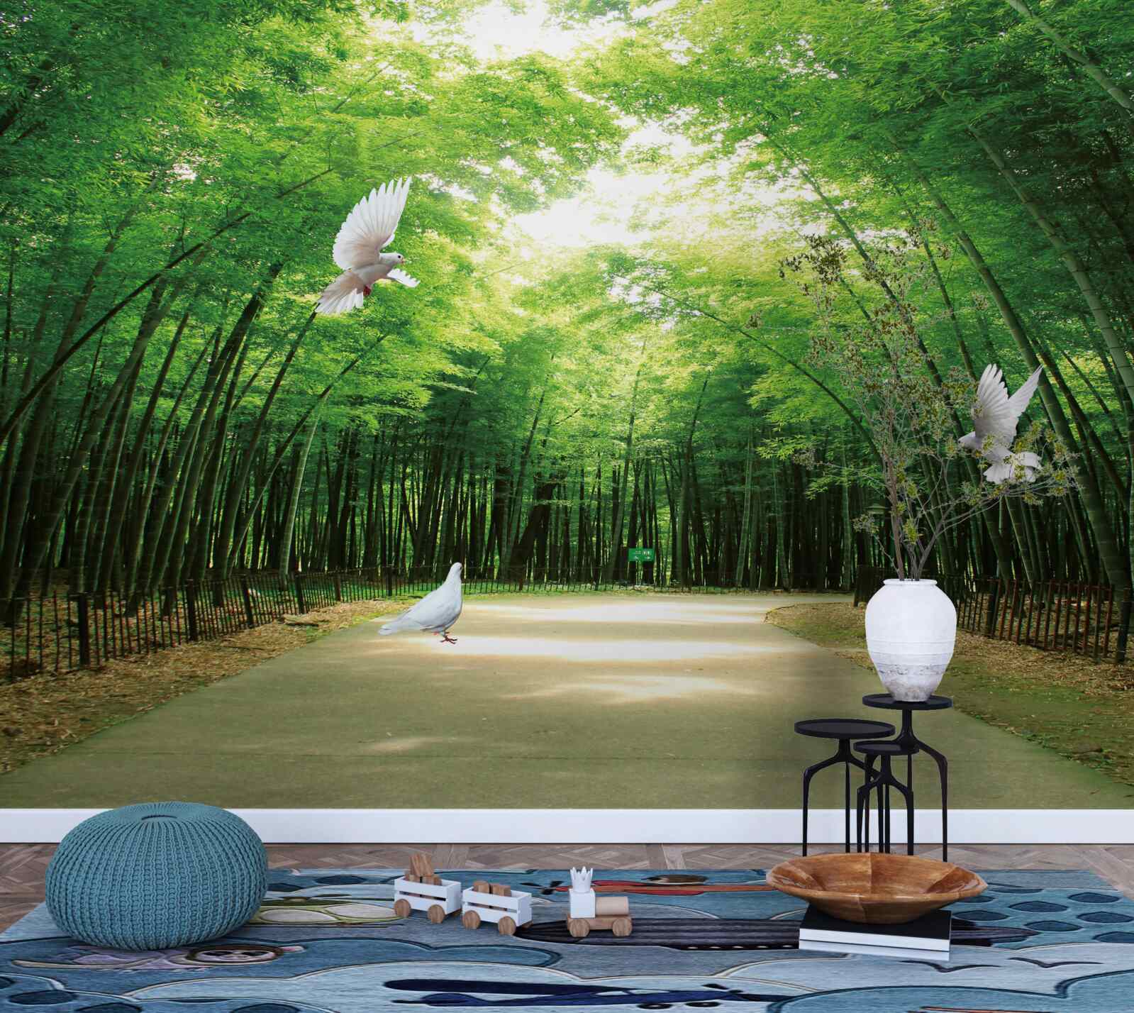 Фотошпалери зайти в ботанічний сад, озеленений і населений голубами
