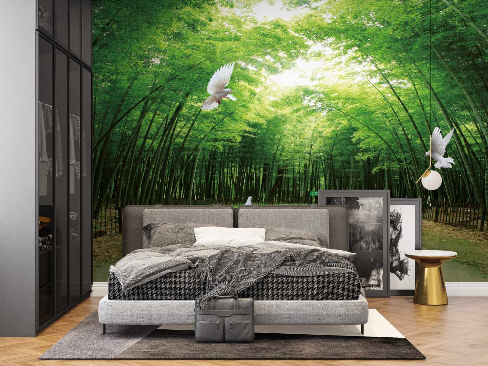 Фотошпалери зайти в ботанічний сад, озеленений і населений голубами