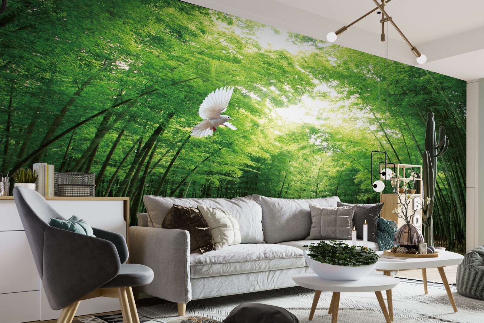 Фотошпалери зайти в ботанічний сад, озеленений і населений голубами