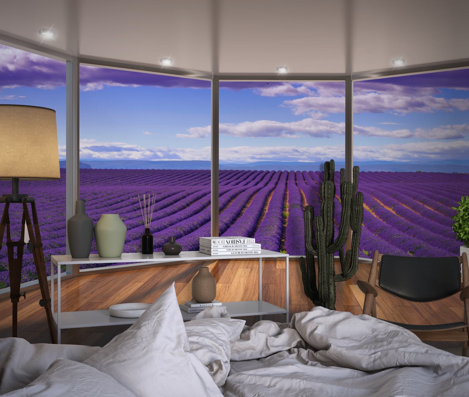 Фотошпалери вид на лавандове поле прямо з балкона