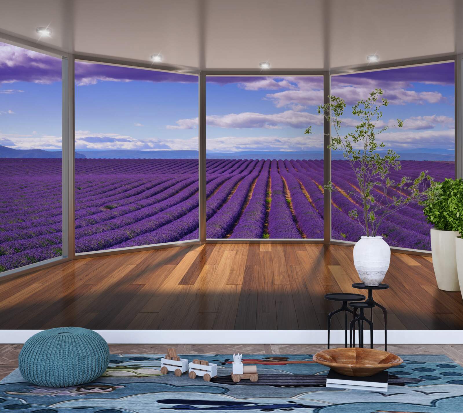 Фотошпалери вид на лавандове поле прямо з балкона