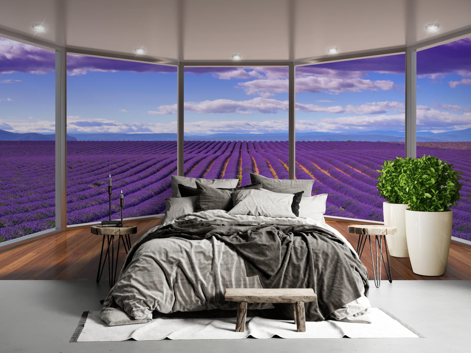 Фотошпалери вид на лавандове поле прямо з балкона