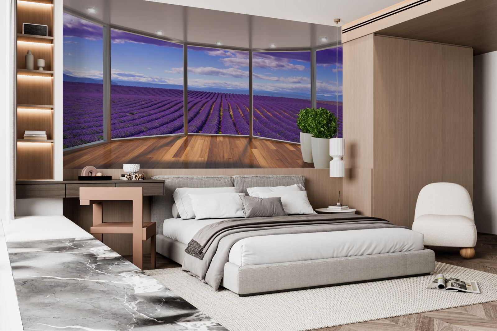 Фотошпалери вид на лавандове поле прямо з балкона
