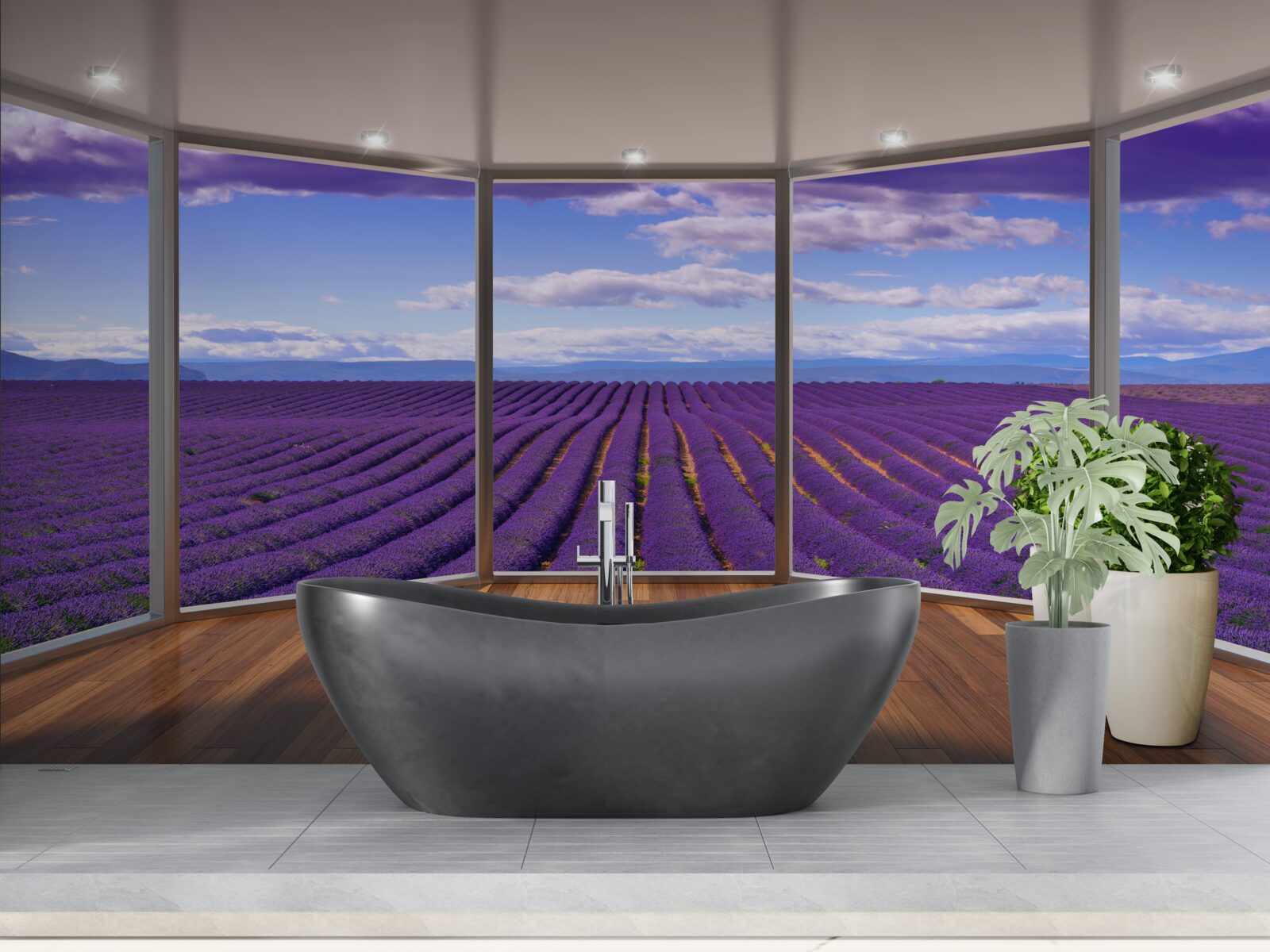 Фотошпалери вид на лавандове поле прямо з балкона